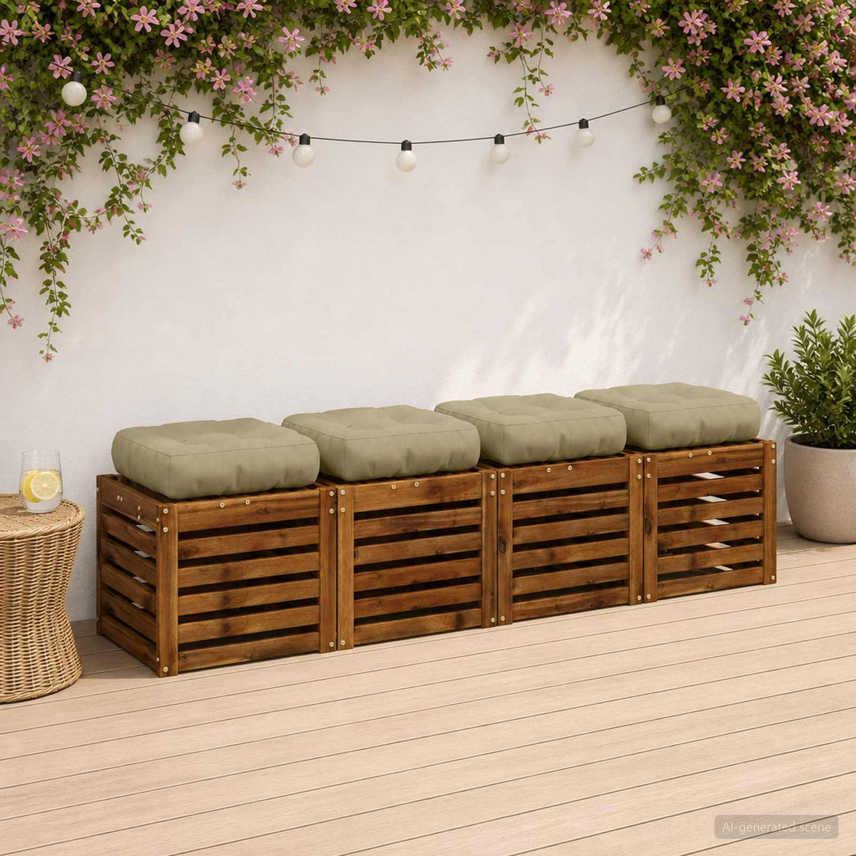 4-Piece Zitkussens VIANEN 4 pcs 100% Polyester Lichtgroen