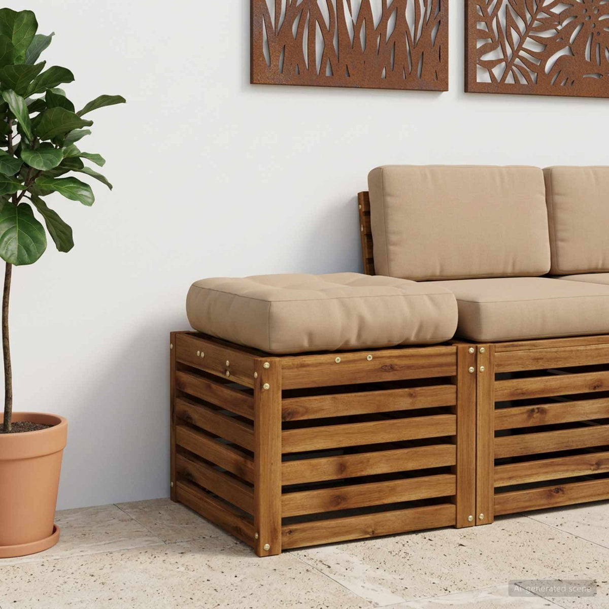 1-Piece Zitkussen VIANEN 100% Polyester Zand 50 x 50 x 12 cm