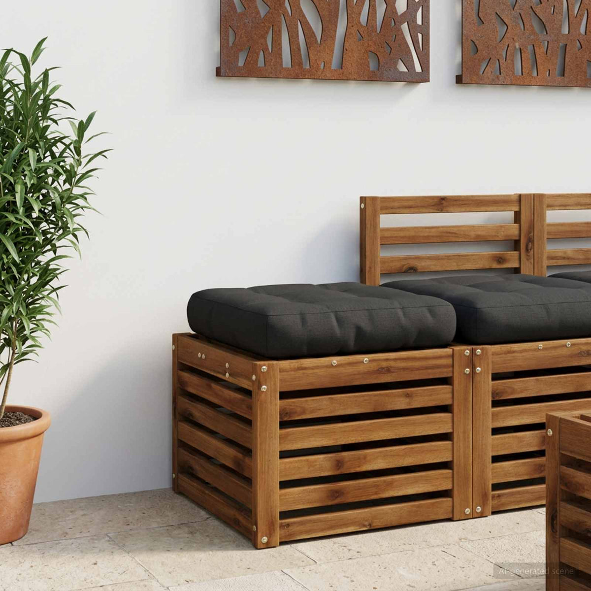 1-Piece Zitkussen VIANEN 100% Polyester Zwart 50 x 50 x 12 cm
