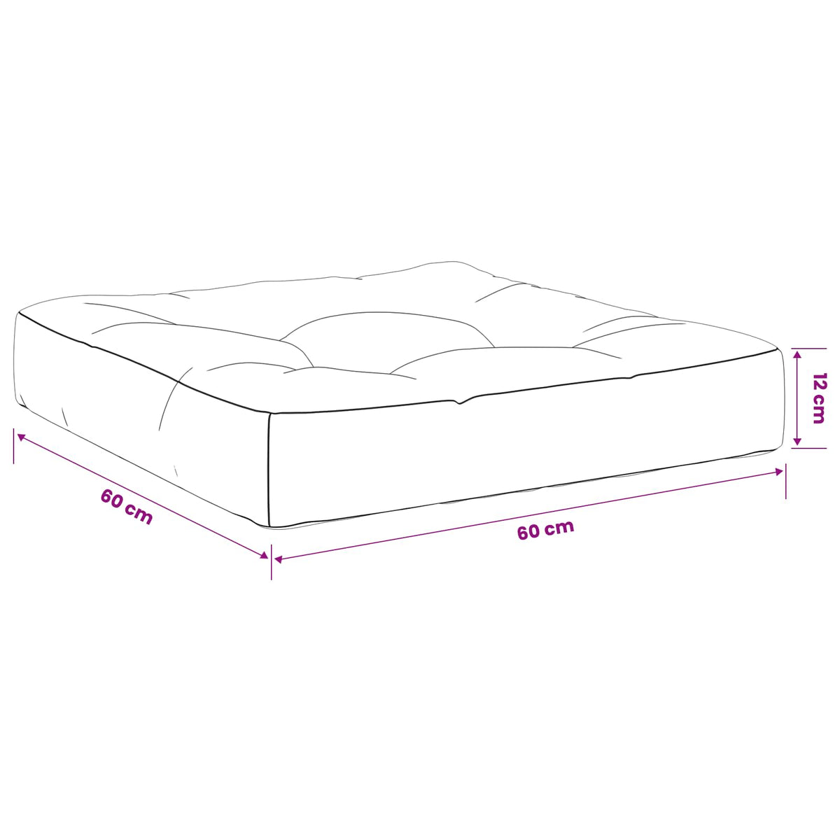 1-Piece Zitkussen VIANEN 100% Polyester Grijs 60 x 60 x 12 cm