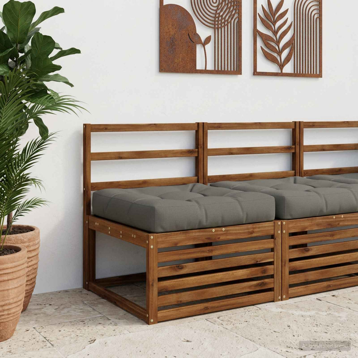 1-Piece Zitkussen VIANEN 100% Polyester Grijs 60 x 60 x 12 cm