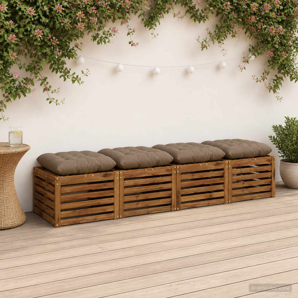 Zitkussens VIANEN 4 st 100% Polyester Taupe 40 x 40 x 12 cm