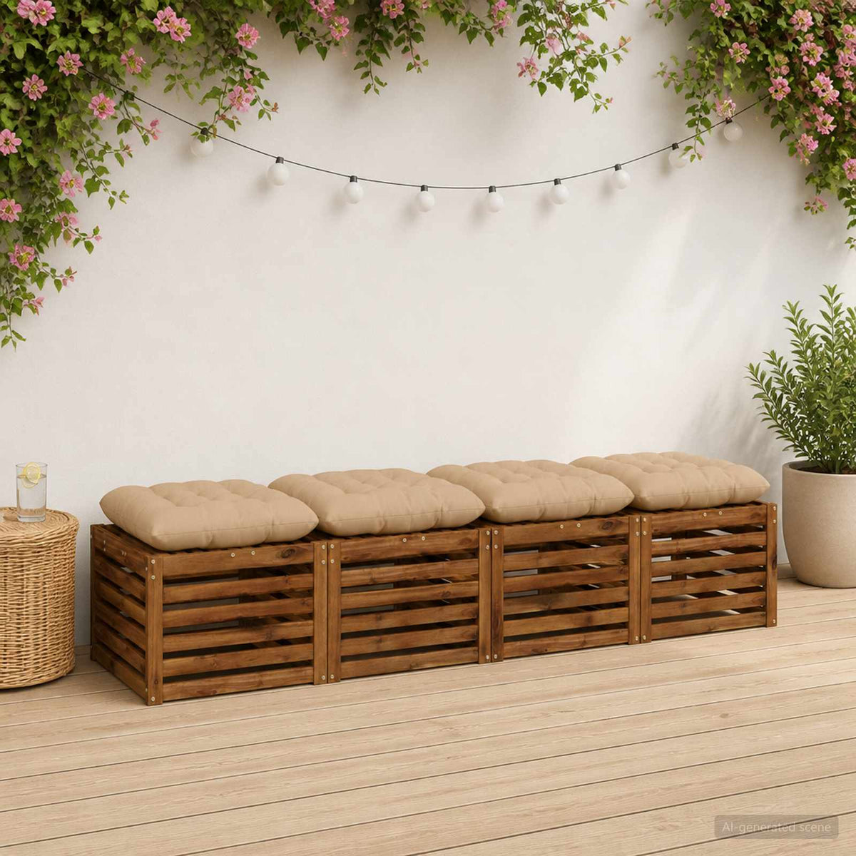 Zitkussens VIANEN 4 st 100% Polyester Zand 60 x 60 x 12 cm
