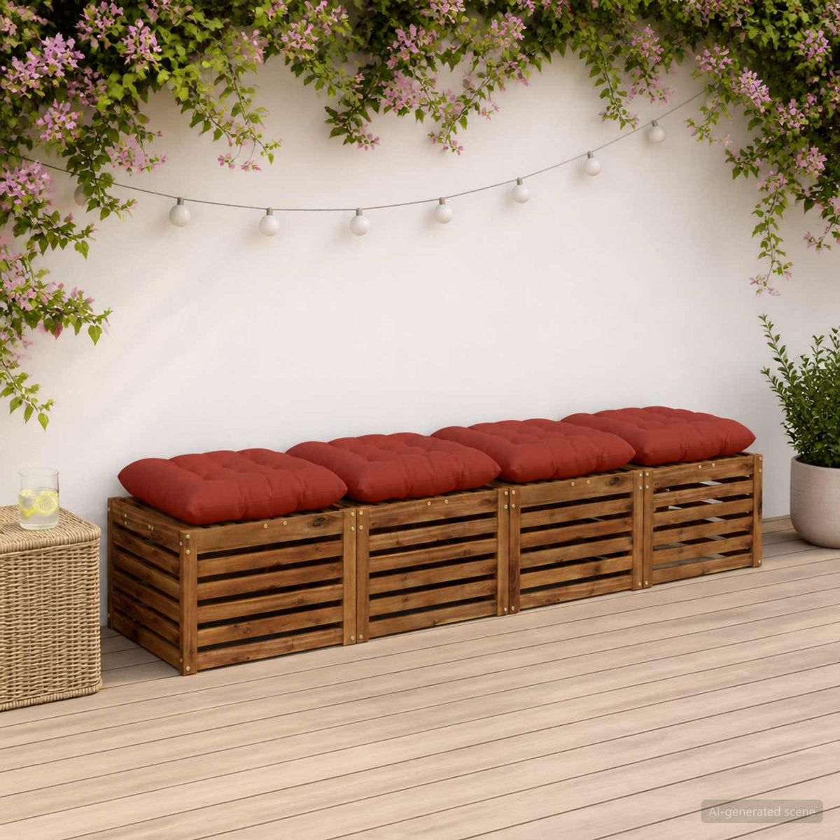 Zitkussens VIANEN 4 st 100% Polyester Rood 45 x 45 x 12 cm