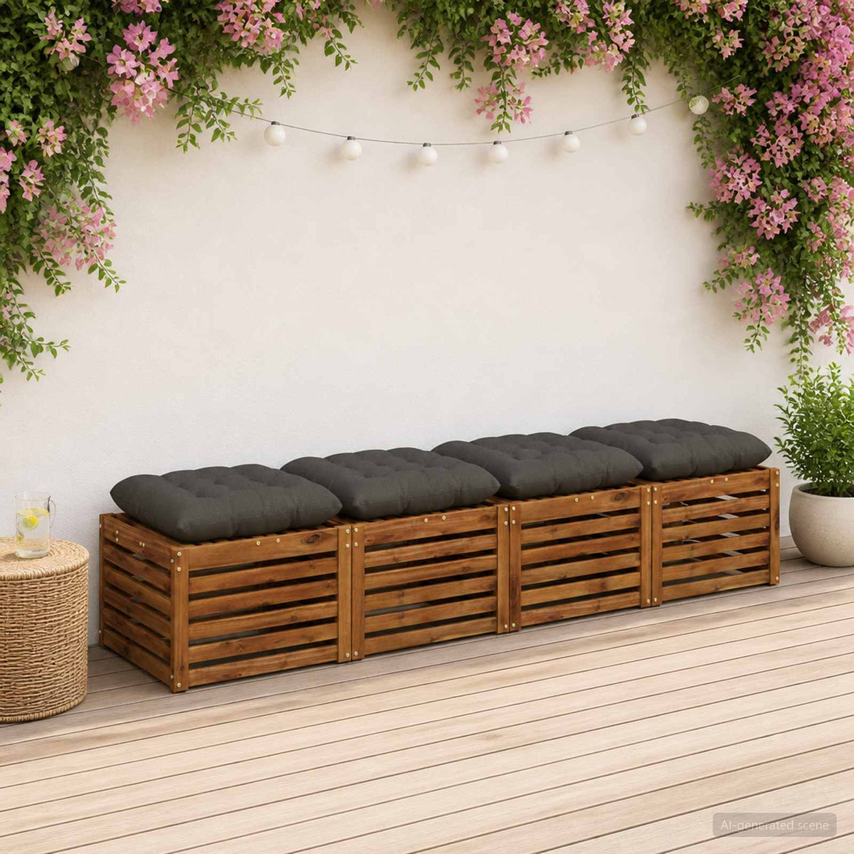 Zitkussens VIANEN 4 st 100% Polyester Antraciet 60 x 60 x 12 cm