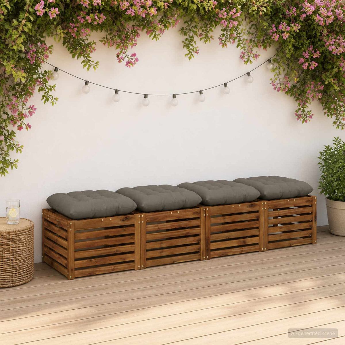 Zitkussens VIANEN 4 st 100% Polyester Grijs 60 x 60 x 12 cm