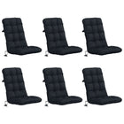Stoelkussens 6-delig hoogrug donkerblauw 100% polyester