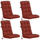 Stoelkussens hoogrug 4-delig 100% polyester rood