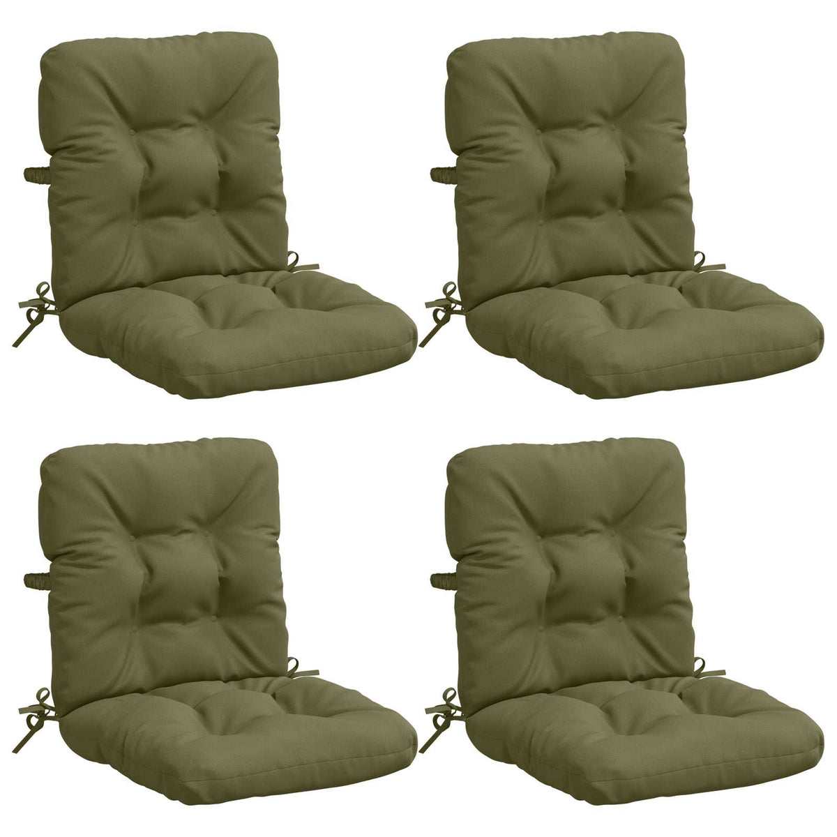 4-delige Hoogrug Kussen VIANEN 4 pcs 100% Polyester Olijfgroen