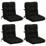 Stoelkussens 4 stuks hoogrug zwart polyester