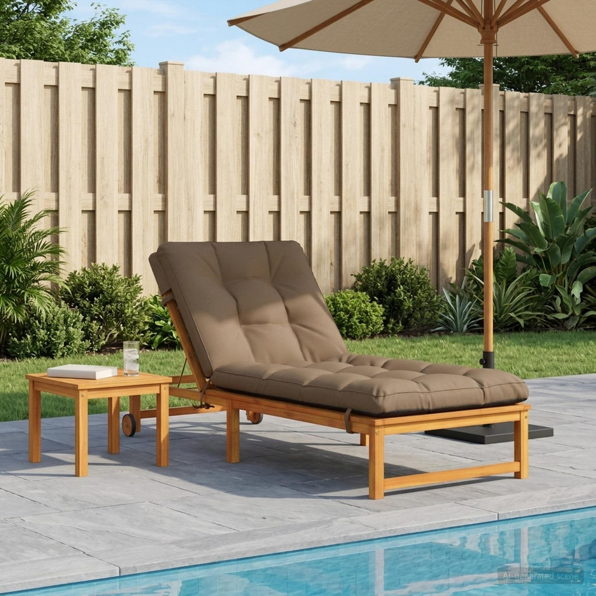 Ligstoel Kussen VIANEN 100% Polyester Taupe 200 x 80 x 8 cm