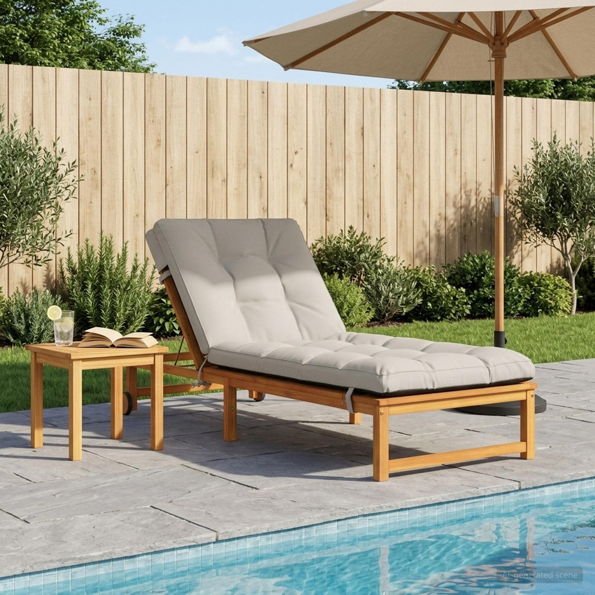 Ligstoel Kussen VIANEN 100% Polyester Wit 200 x 80 x 8 cm