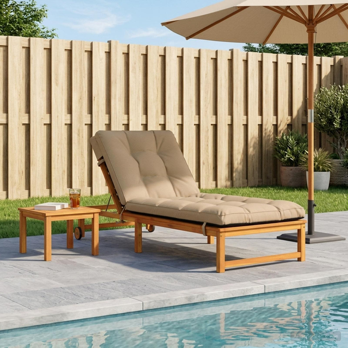 Ligstoel Kussen VIANEN 100% Polyester Zand 200 x 80 x 8 cm
