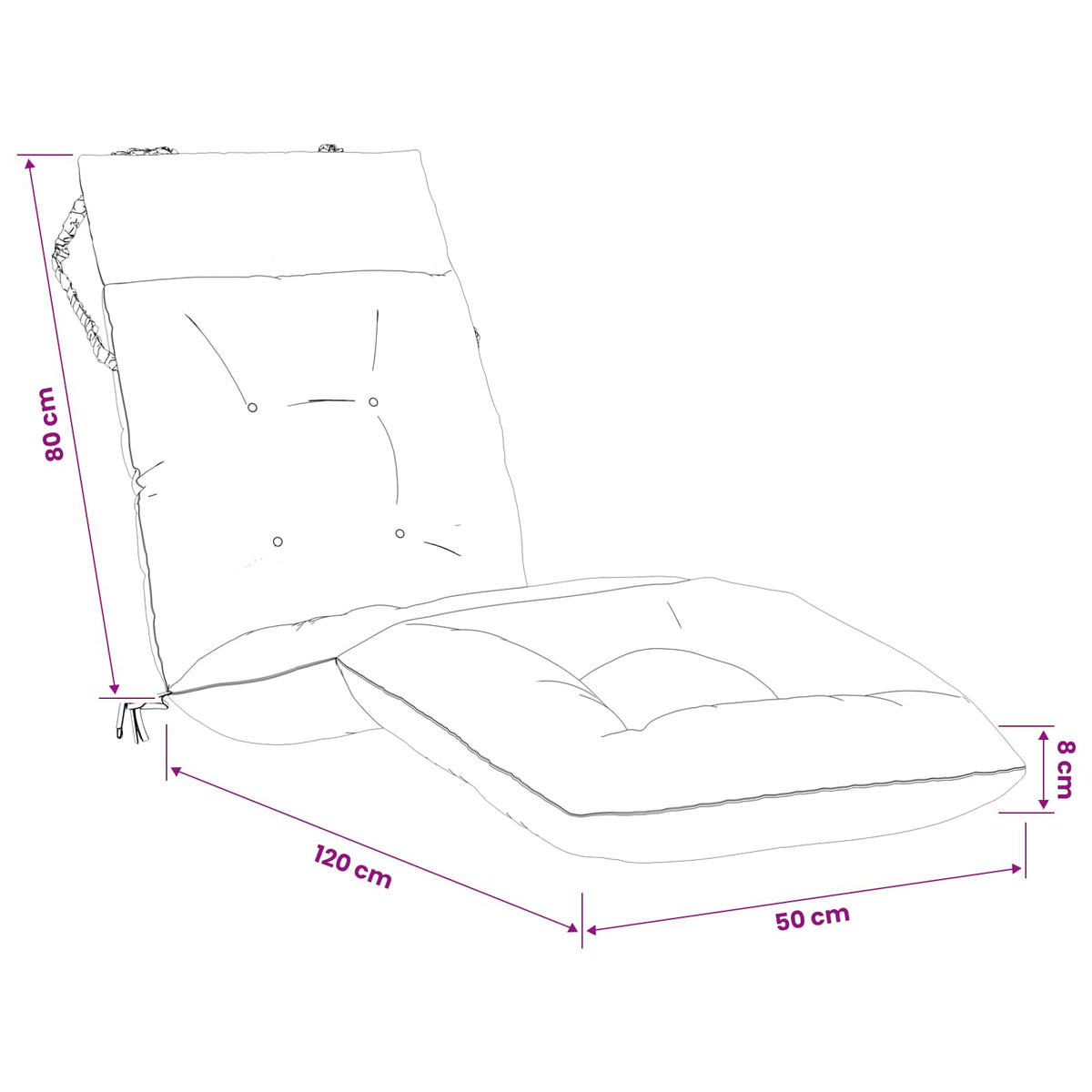 Ligstoel Kussen VIANEN 100% Polyester Zand 200 x 50 x 8 cm