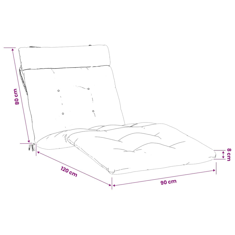 Ligstoel Kussen VIANEN 100% Polyester Antraciet 200 x 90 x 8 cm