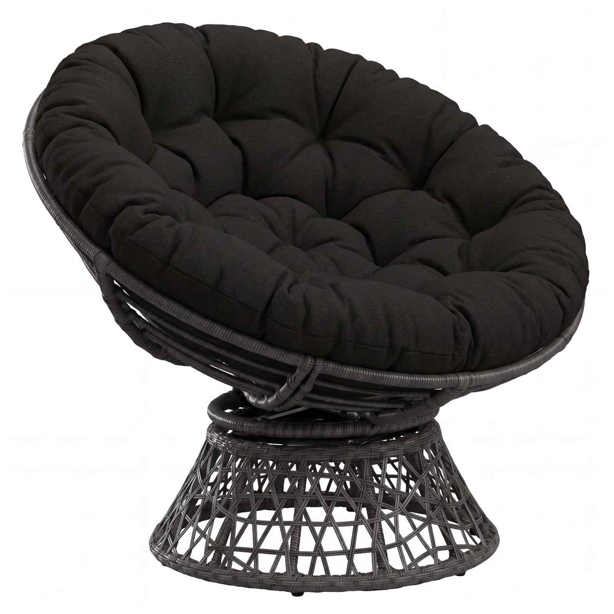 Papasan Stoel Kussen VIANEN 100% Polyester Zwart Ø 130 x 12 cm