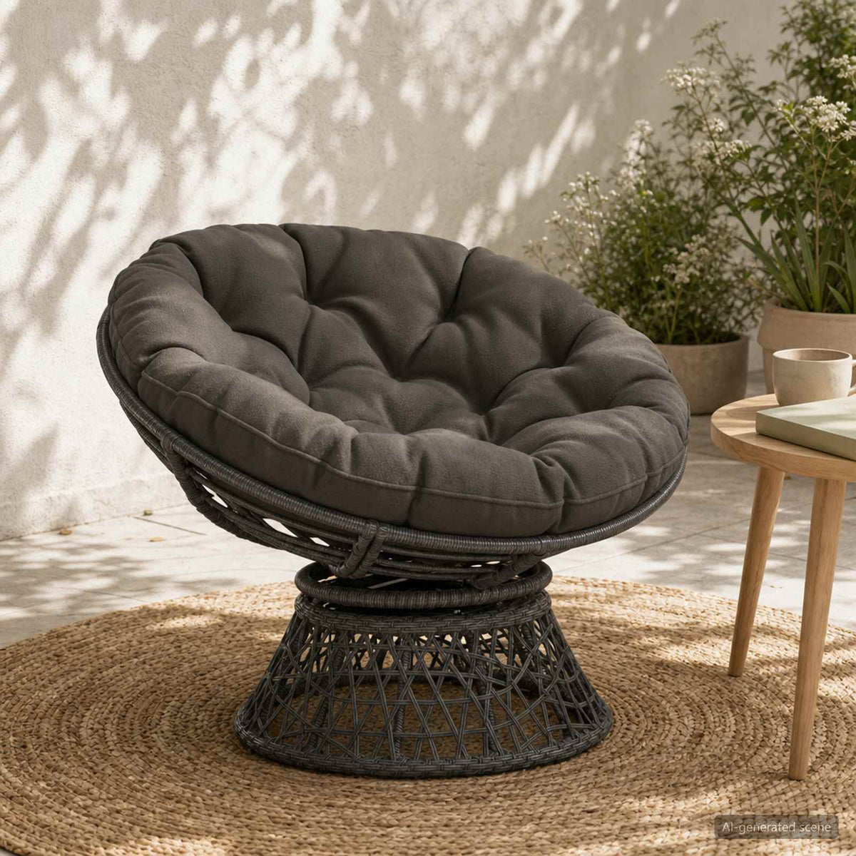 Hangstoel Kussen VIANEN 100% Polyester Antraciet Ø 80 x 12 cm