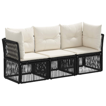 Tuinbankenset 3 pcs Zwart poly rattan