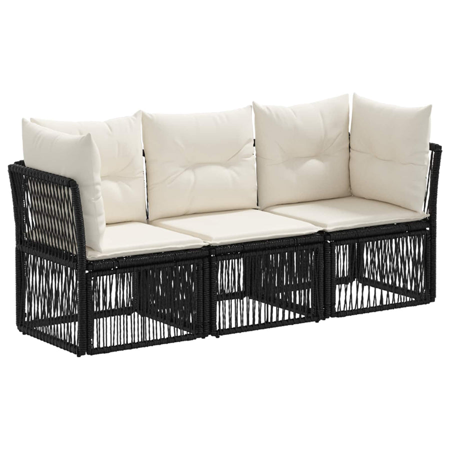 Tuinbankenset 3 pcs Zwart poly rattan