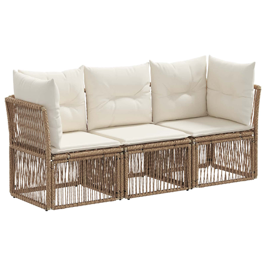 Tuinbankenset 3 pcs Beige poly rattan