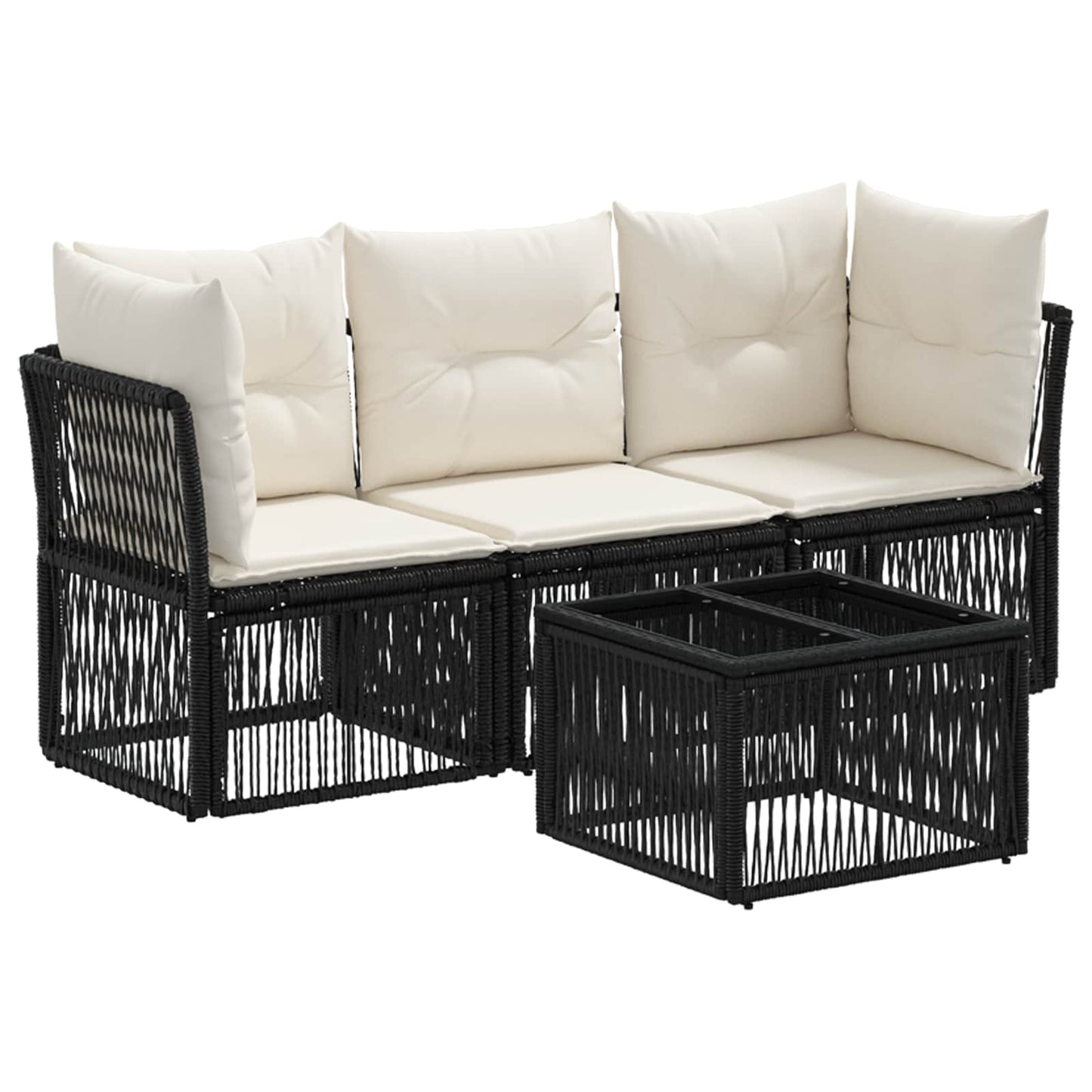 Tuinbankenset 4 pcs Zwart poly rattan