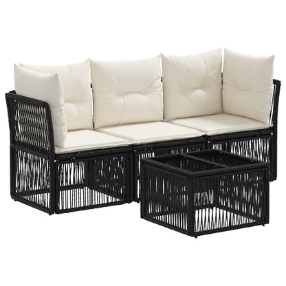 Tuinbankenset 4 pcs Zwart poly rattan