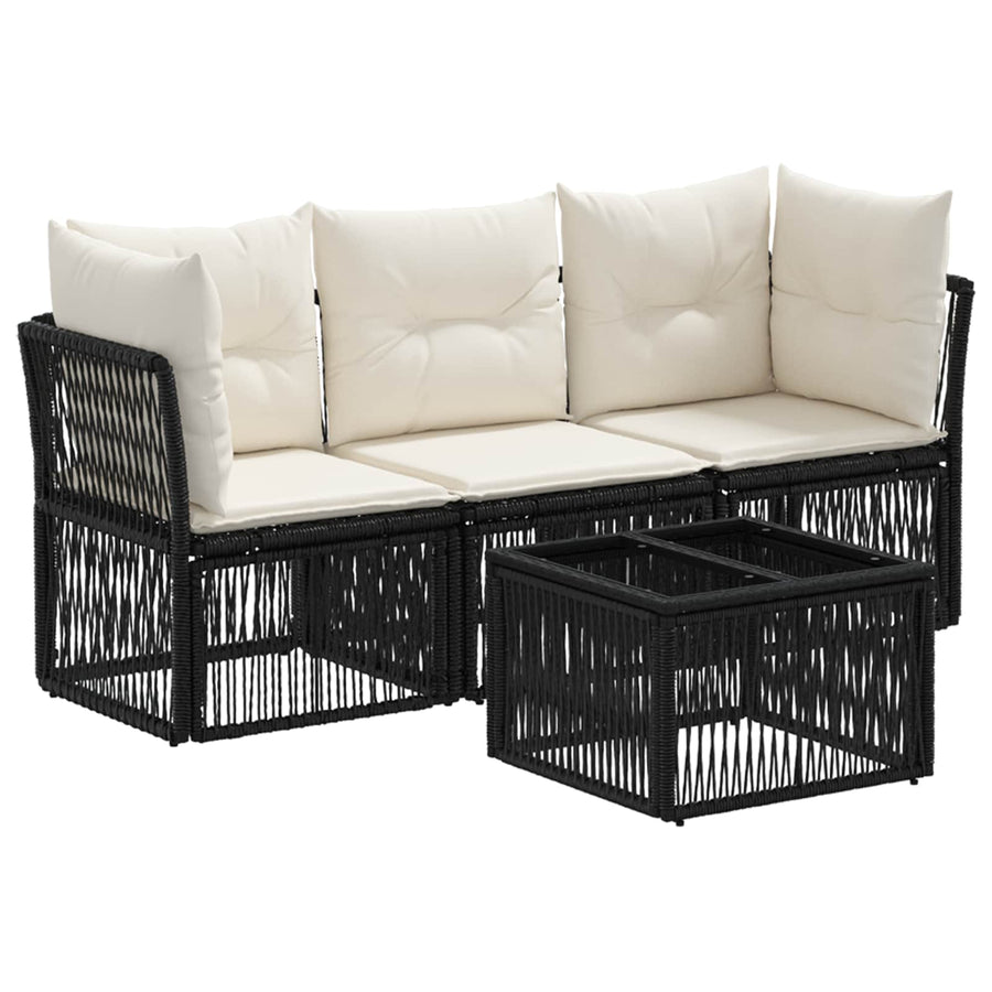 Tuinbankenset 4 pcs Zwart poly rattan