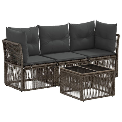 Tuinbankenset 4 pcs Grijs poly rattan
