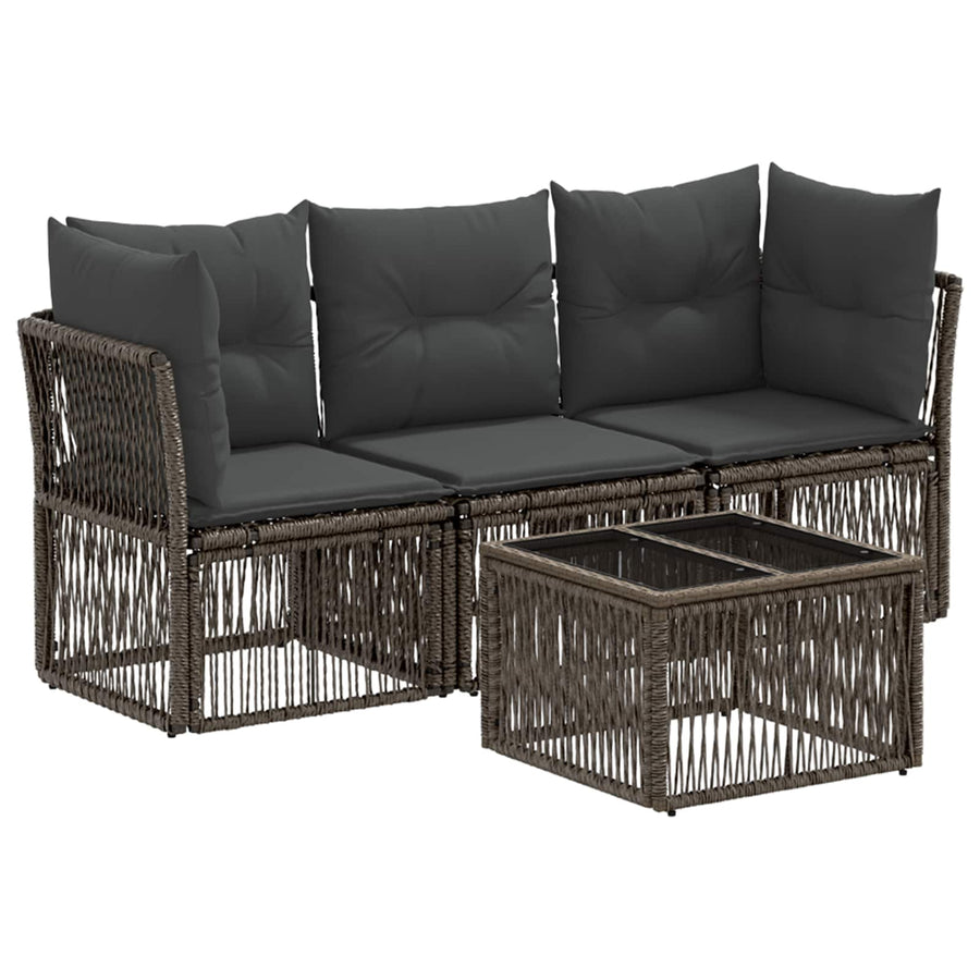 Tuinbankenset 4 pcs Grijs poly rattan