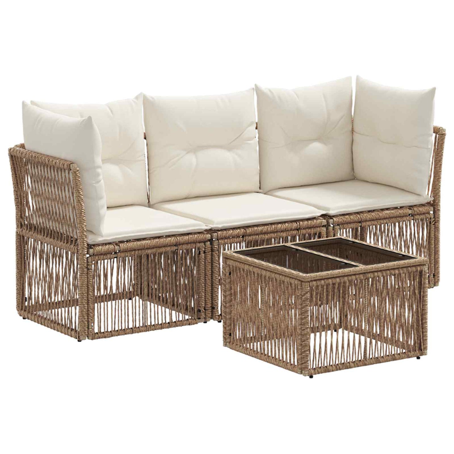 Tuinbankenset 4 pcs Beige poly rattan