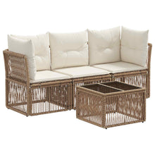 Tuinbankenset 4 pcs Beige poly rattan