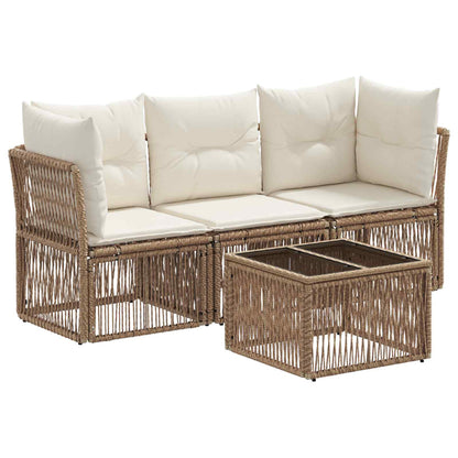 Tuinbankenset 4 pcs Beige poly rattan