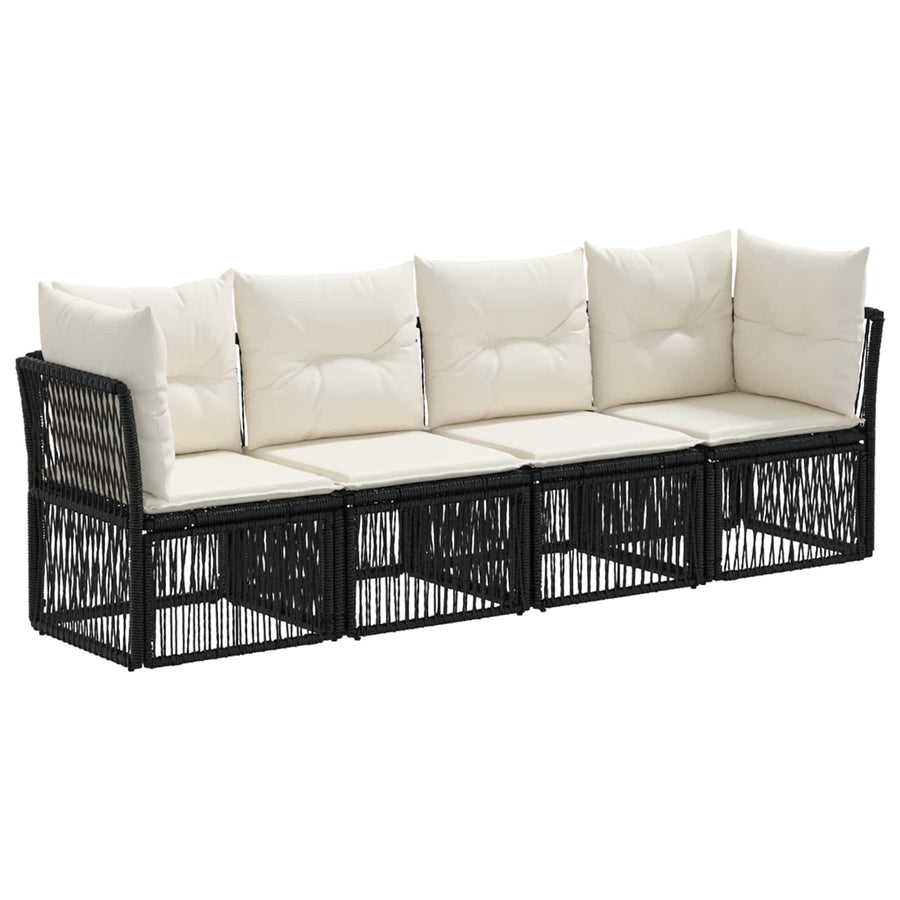 Tuinbankenset 4 pcs Zwart poly rattan
