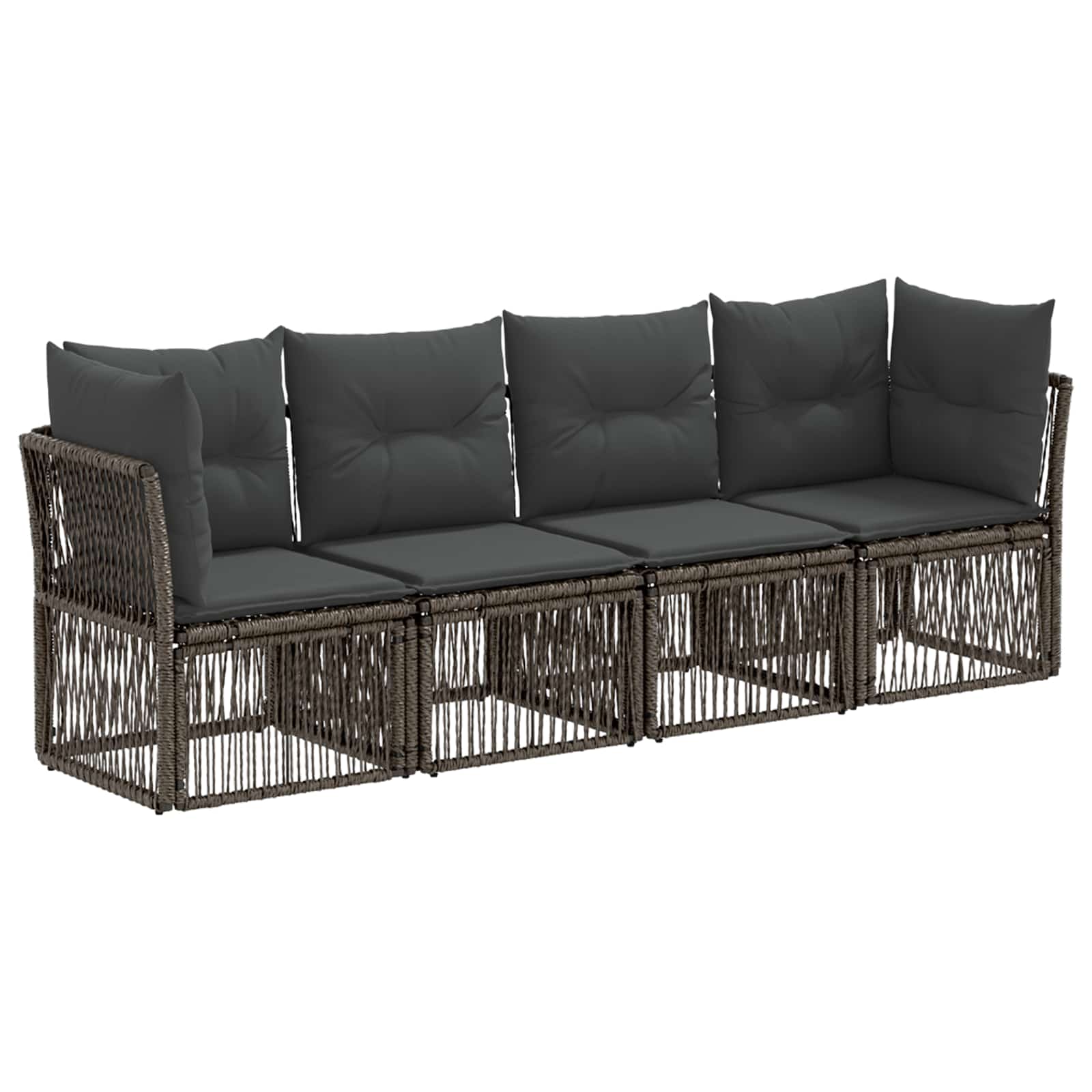 Tuinbankenset 4 pcs Grijs poly rattan