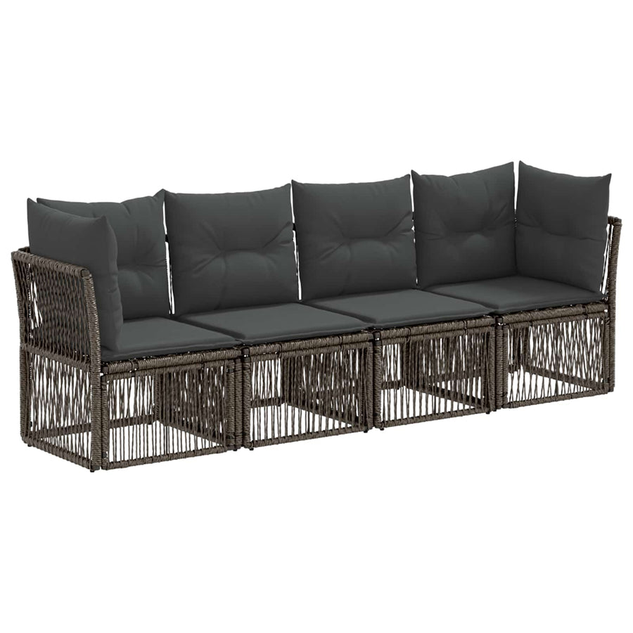 Tuinbankenset 4 pcs Grijs poly rattan