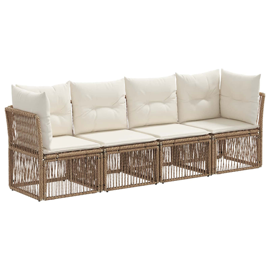 Tuinbankenset 4 pcs Beige poly rattan