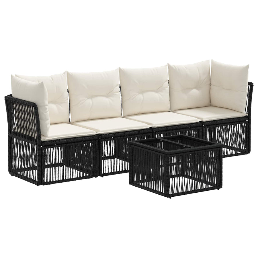 Tuinbankenset 5 pcs Zwart poly rattan