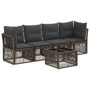 Tuinbankenset poly rattan grijs 5-delig