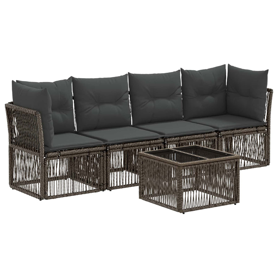 Tuinbankenset 5 pcs Grijs poly rattan