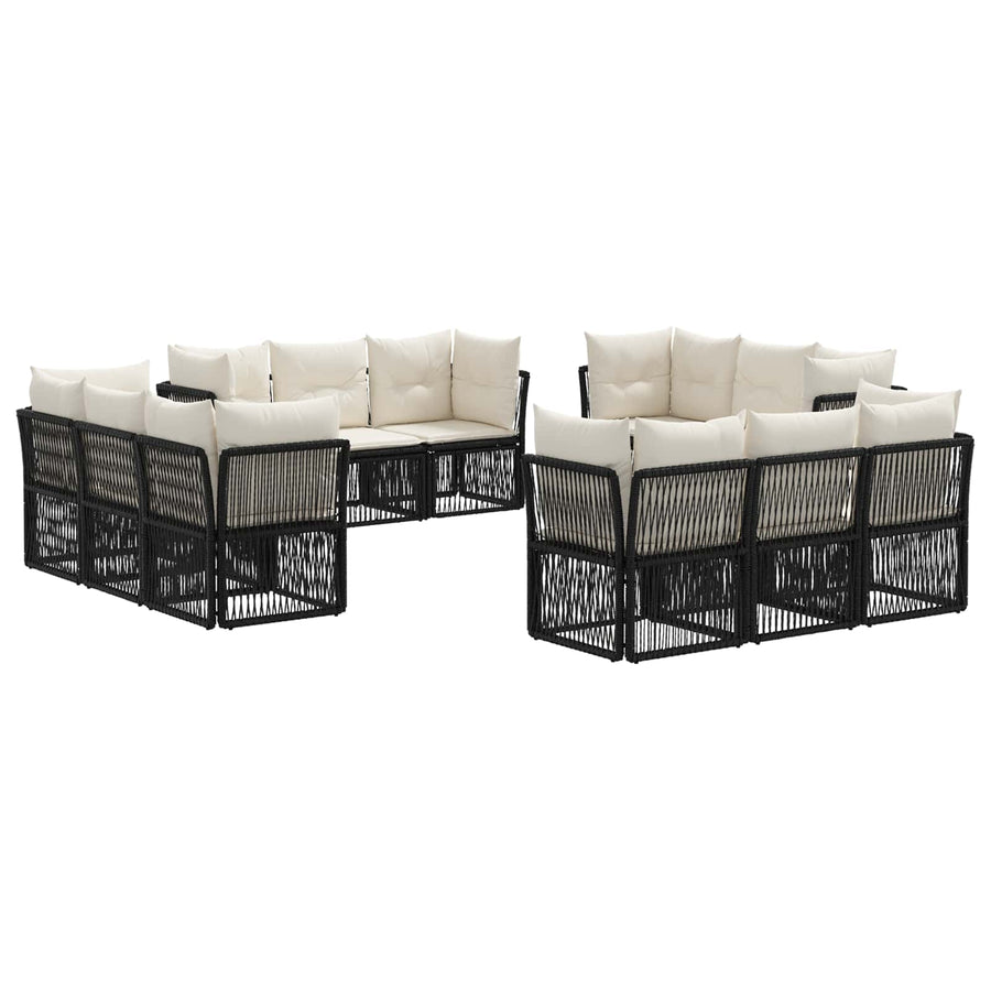 Tuinbankenset 12 pcs Zwart poly rattan