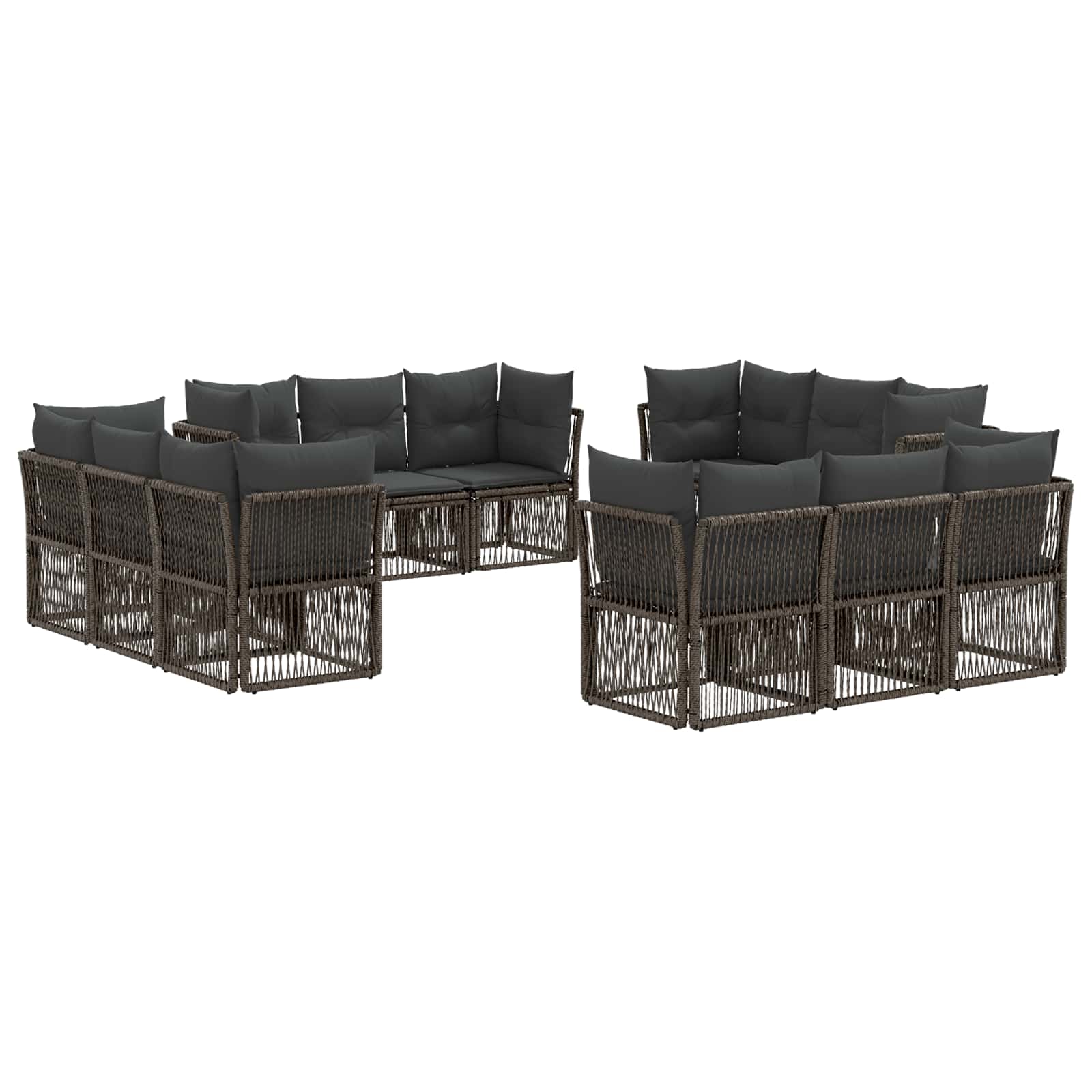 Tuinbankenset 12 pcs Grijs poly rattan