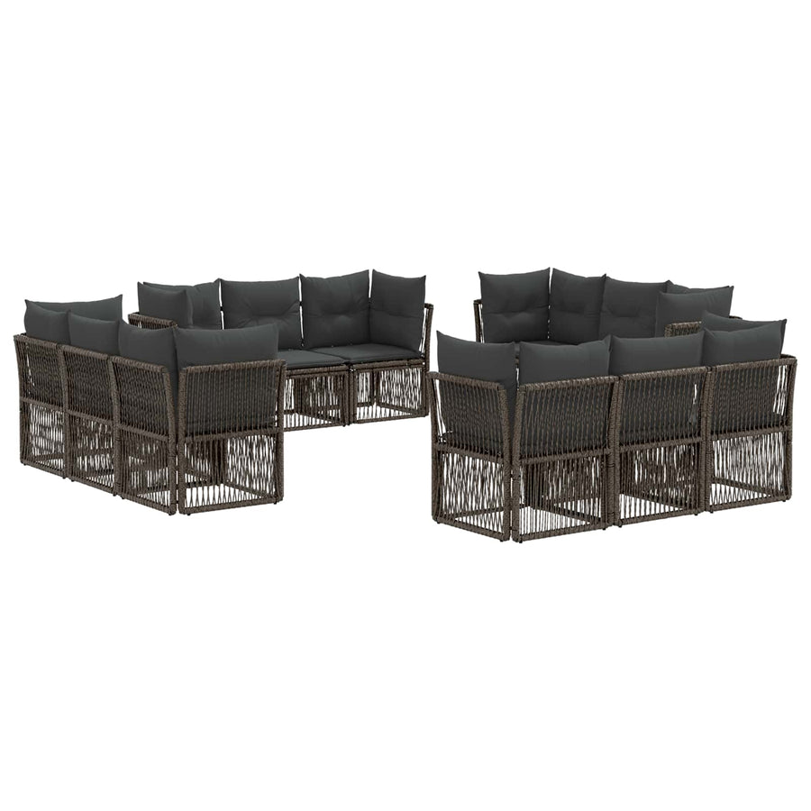 Tuinbankenset 12 pcs Grijs poly rattan
