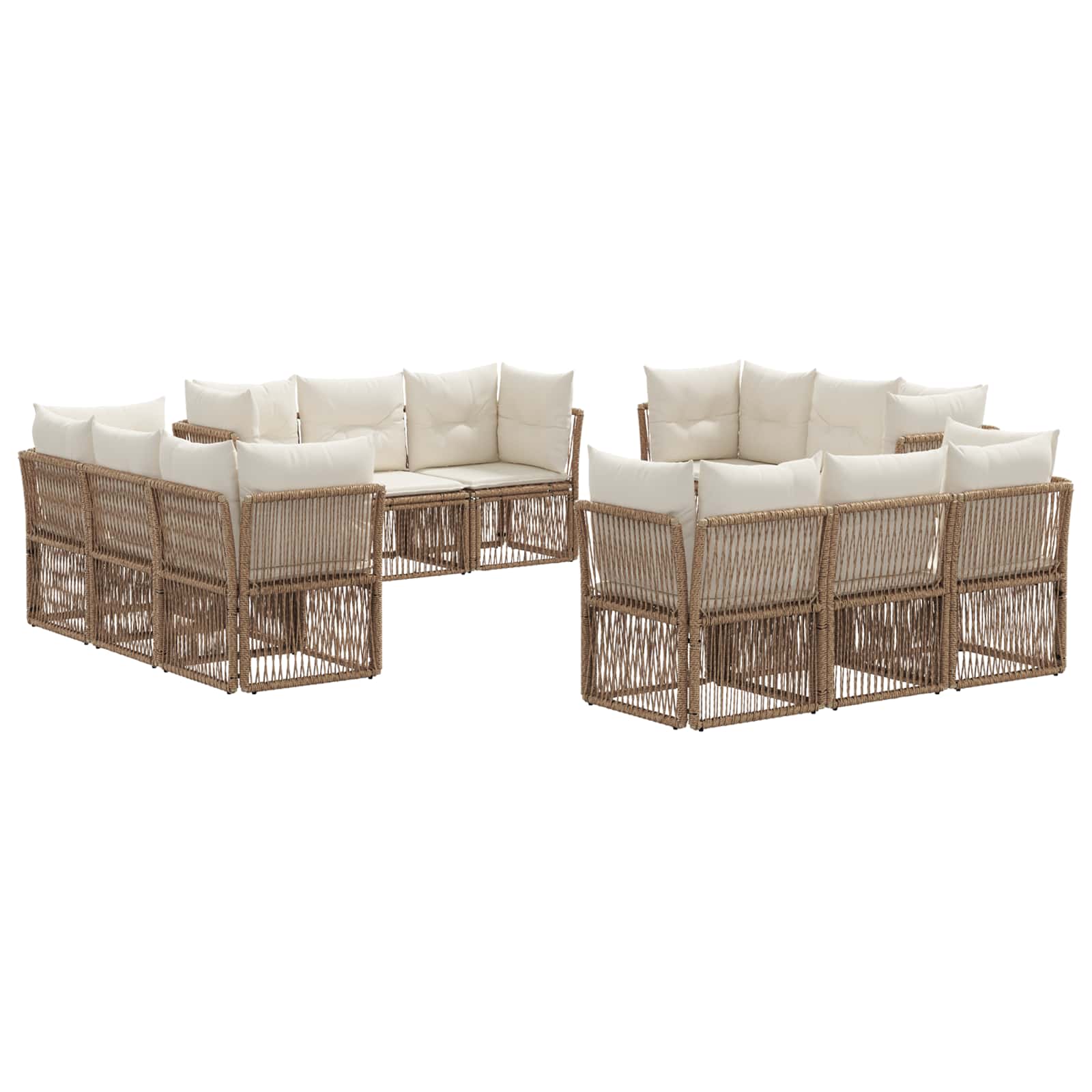 Tuinbankenset 12 pcs Beige poly rattan
