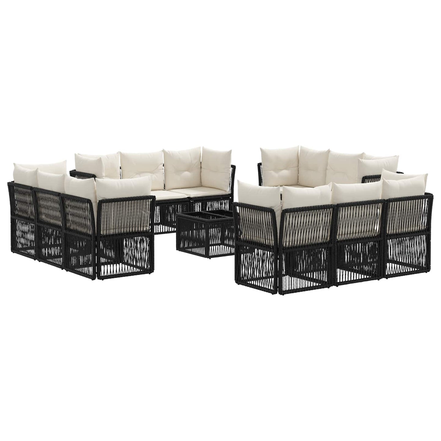 Tuinbankenset 13 pcs Zwart poly rattan