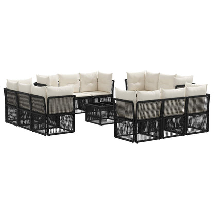 Tuinbankenset 13 pcs Zwart poly rattan