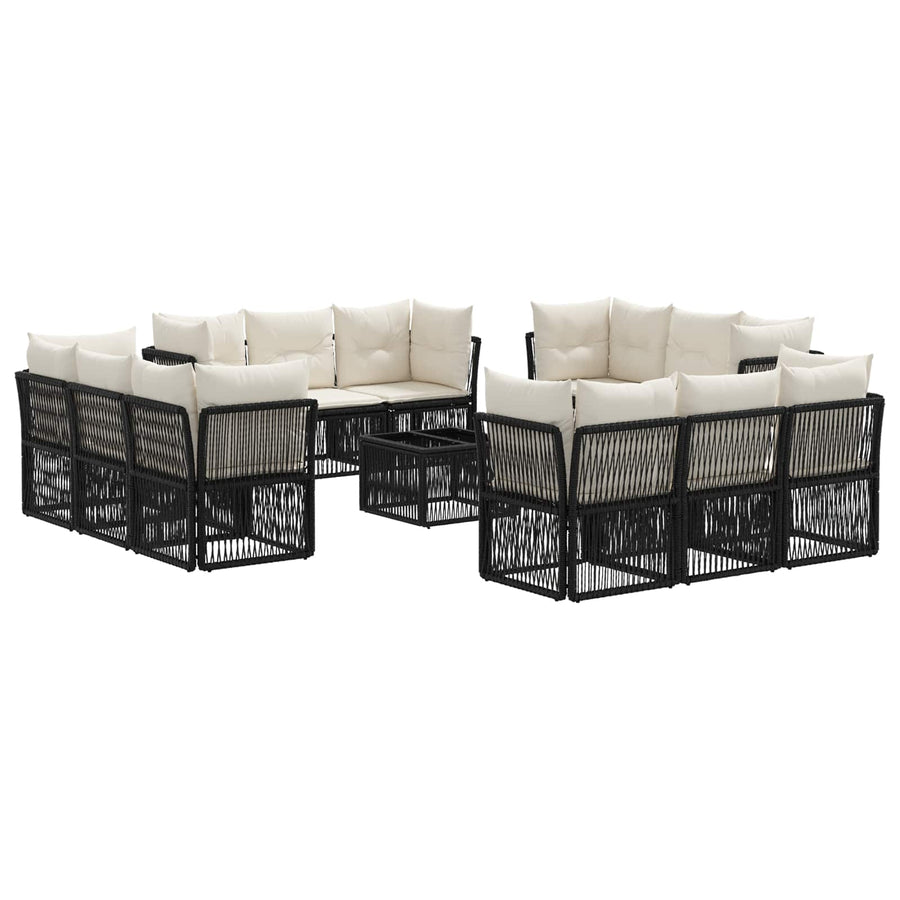 Tuinbankenset 13 pcs Zwart poly rattan
