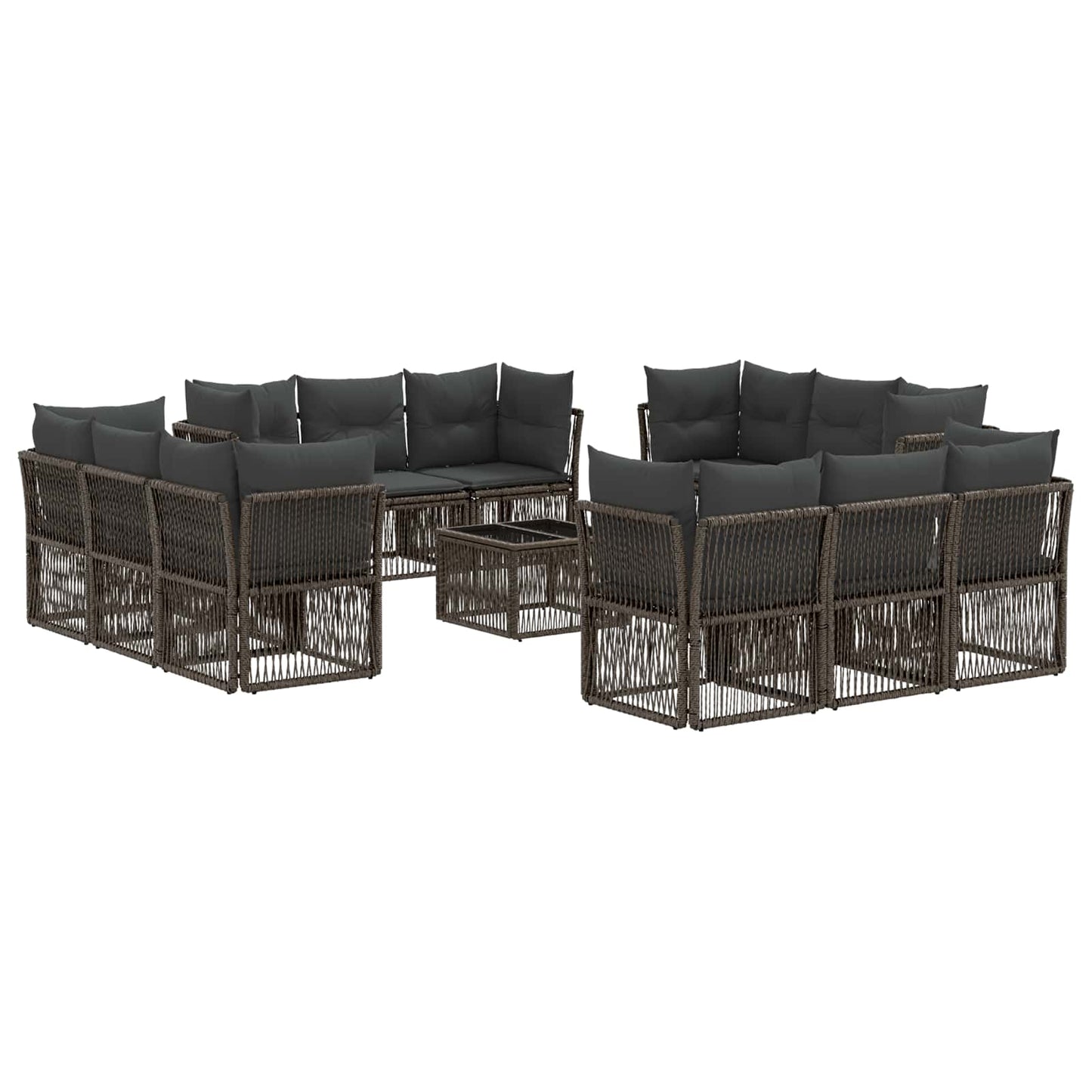 Tuinbankenset 13 pcs Grijs poly rattan