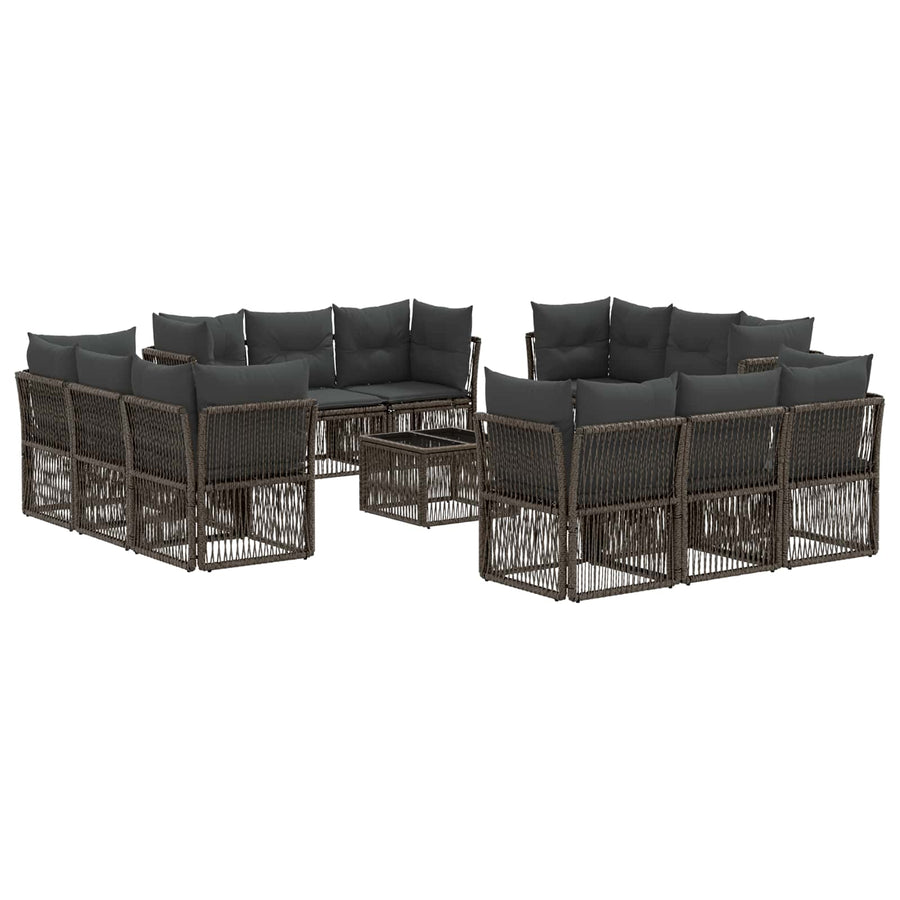 Tuinbankenset 13 pcs Grijs poly rattan
