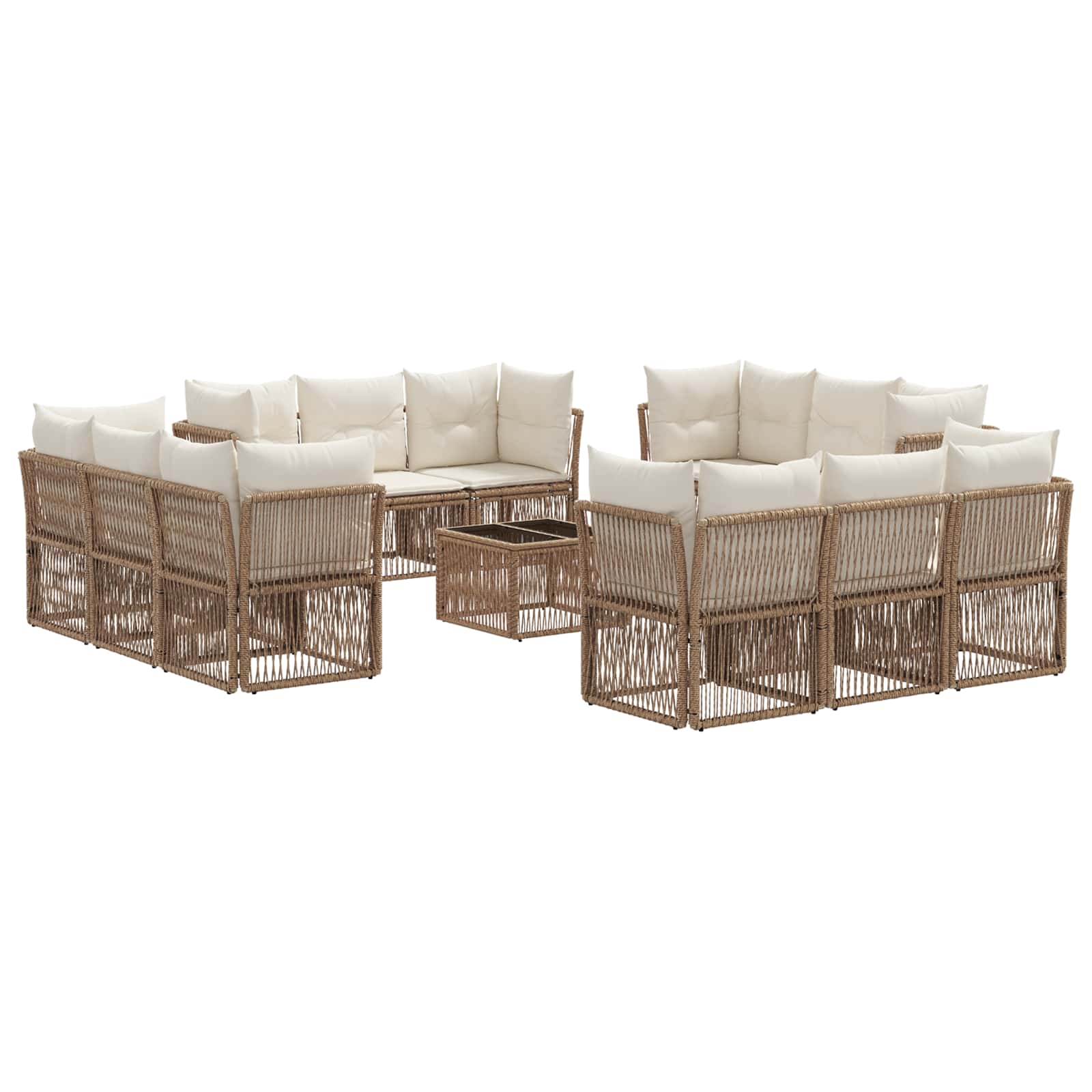 Tuinbankenset 13 pcs Beige poly rattan
