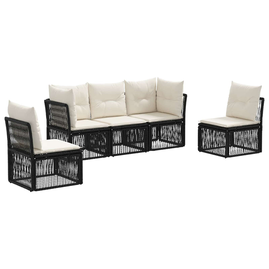 Tuinbankenset 5 pcs Zwart poly rattan